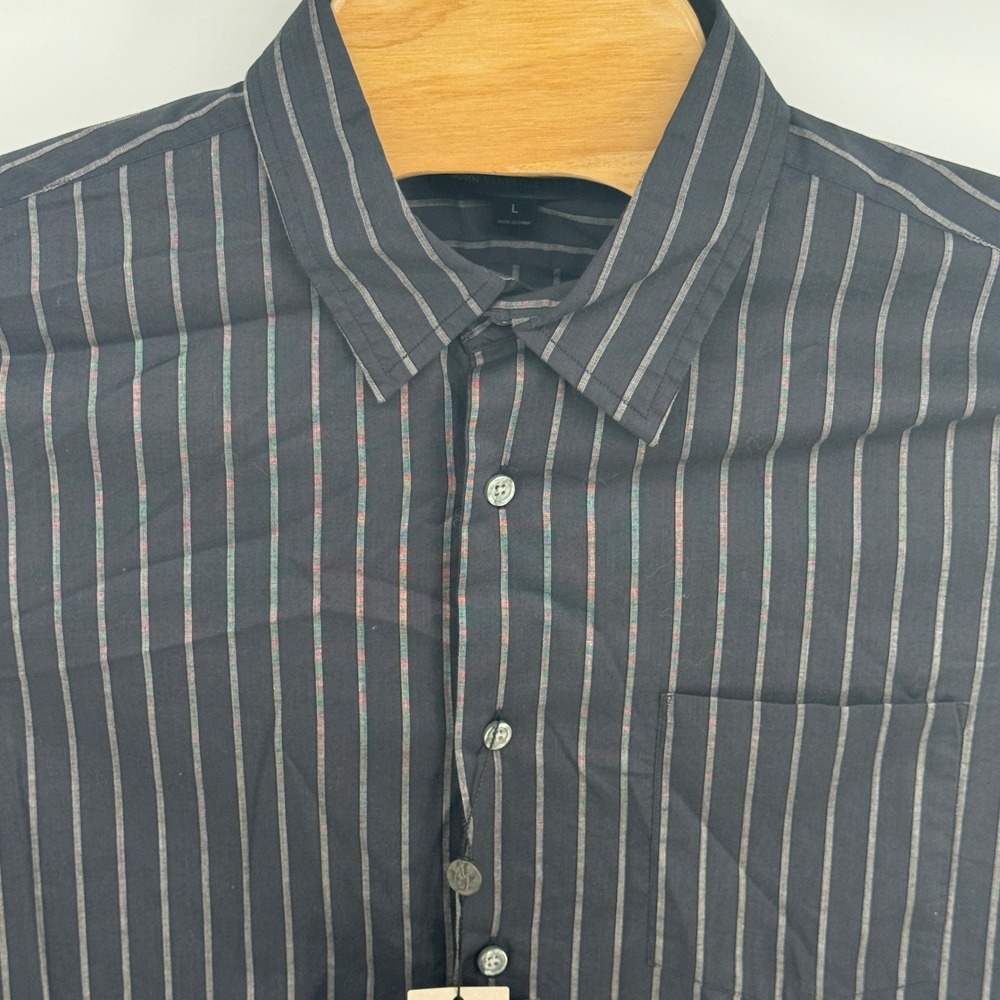 John Varvatos USA Mens Black Striped Long Sleeve Button Down Shirt W373Q3B L NEW